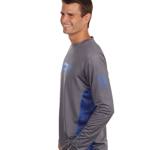 Image of Barefoot In Public Men's Hogfish Long Sleeve Performance Shirt - Planet Ocean Edition