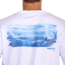 Barefoot In Public Men's Mahi Mahi Wave Long Sleeve Performance T Shirt - Planet Ocean Edition