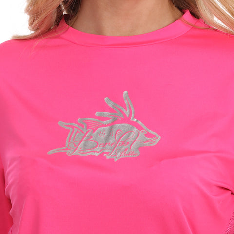 Image of Barefoot In Public Women's Hogfish Logo Long Sleeve Performance Shirt - Planet Ocean Edition