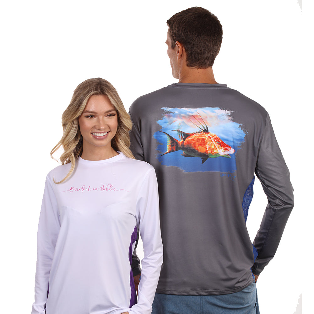 Barefoot In Public Women's Florida Lobster Long Sleeve Performance Shi