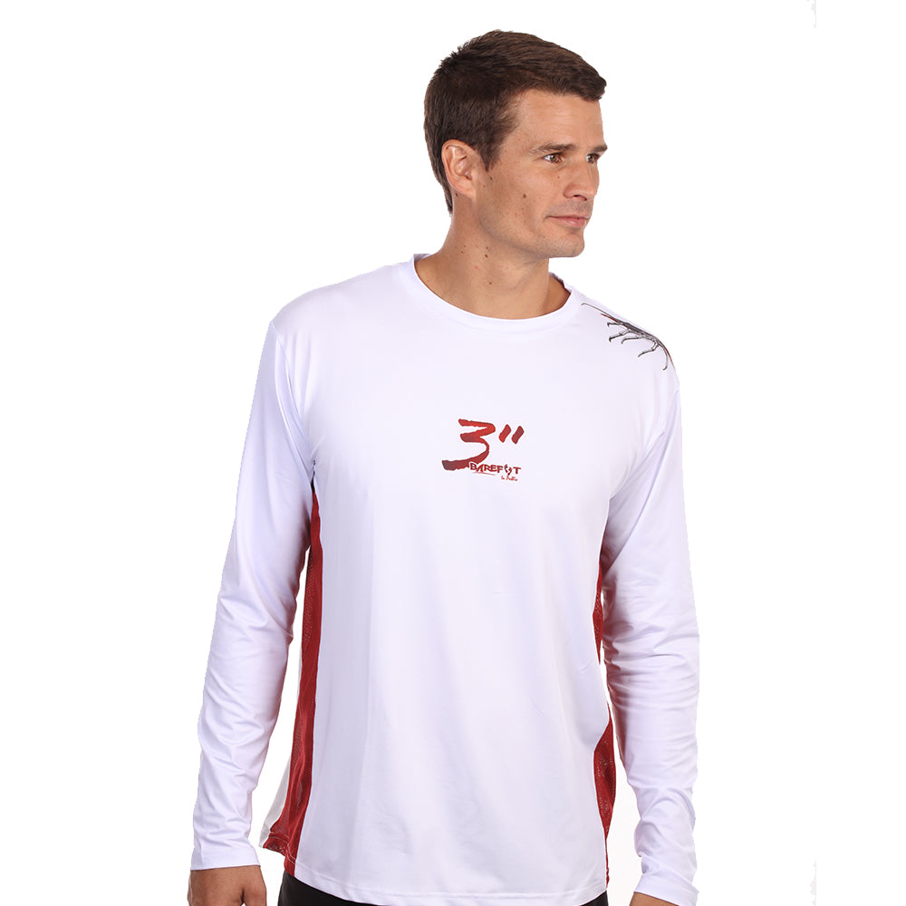 Barefoot In Public Men's Lobster Dive Flag Long Sleeve Performance Shirt - Planet Ocean Edition