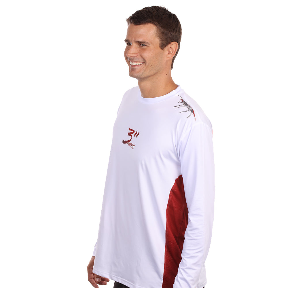 Barefoot In Public Men's Lobster Dive Flag Long Sleeve Performance Shirt - Planet Ocean Edition