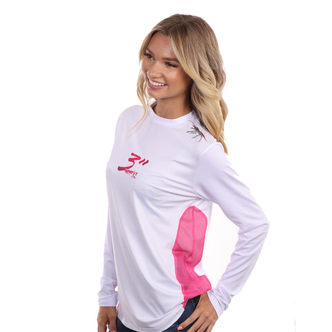 Image of Barefoot In Public Women's Lobster Dive Flag Long Sleeve Performance Shirt - Planet Ocean Edition