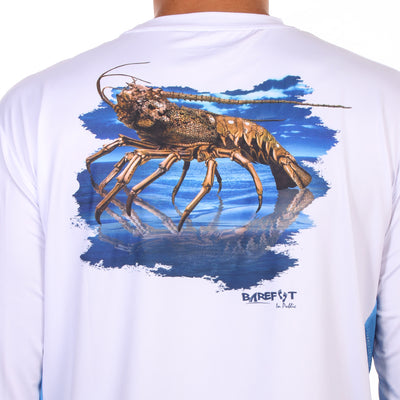 Barefoot In Public Men's Florida Lobster Long Sleeve Performance Shirt - Planet Ocean Edition