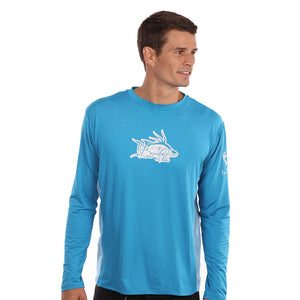 Barefoot In Public Men's Hogfish Logo Long Sleeve Performance Shirt - Planet Ocean Edition